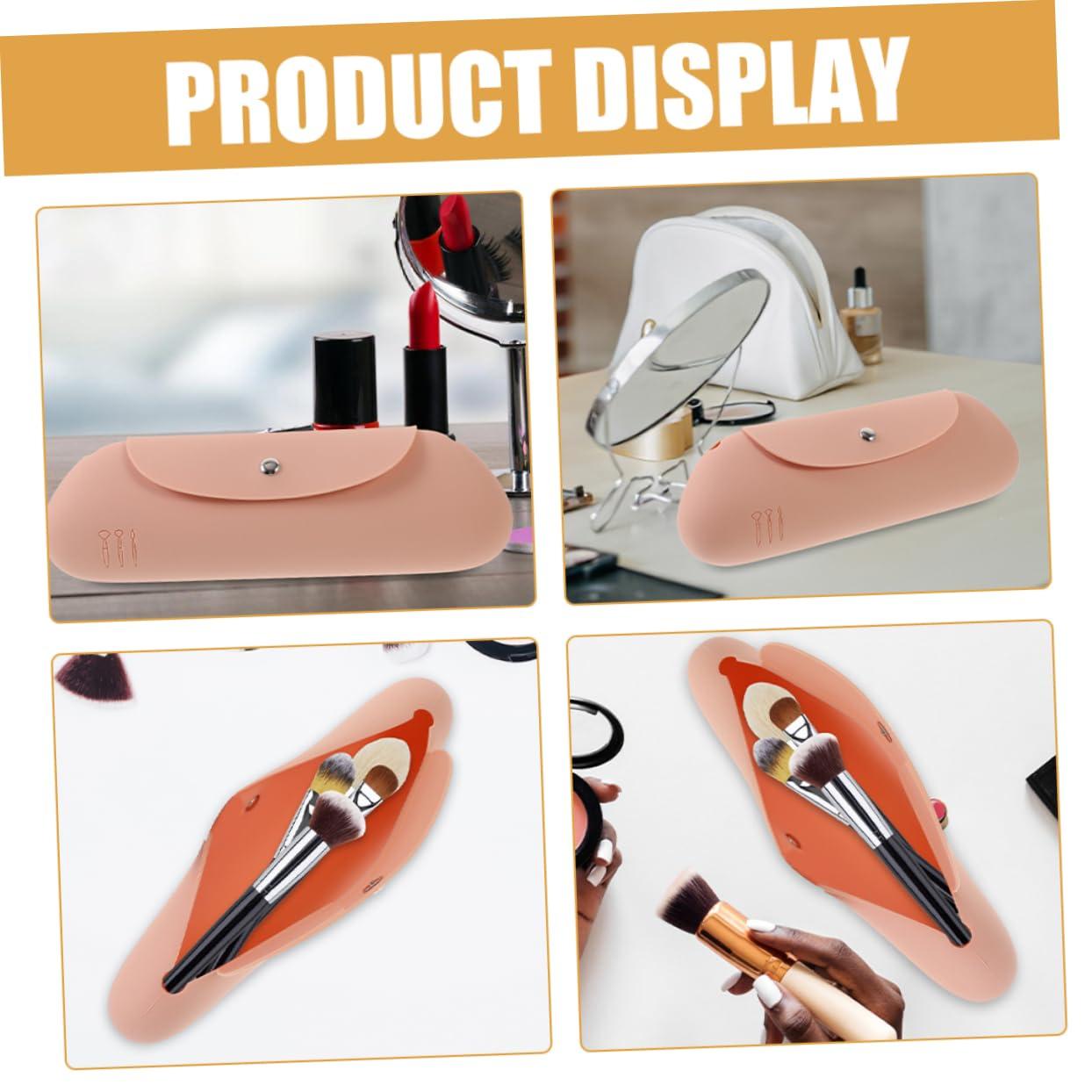 Mikinona Mikinona 2 pcs Silicone Makeup Bag Brush Holder Slots Compact Travel Makeup Brush Case for Women Girls