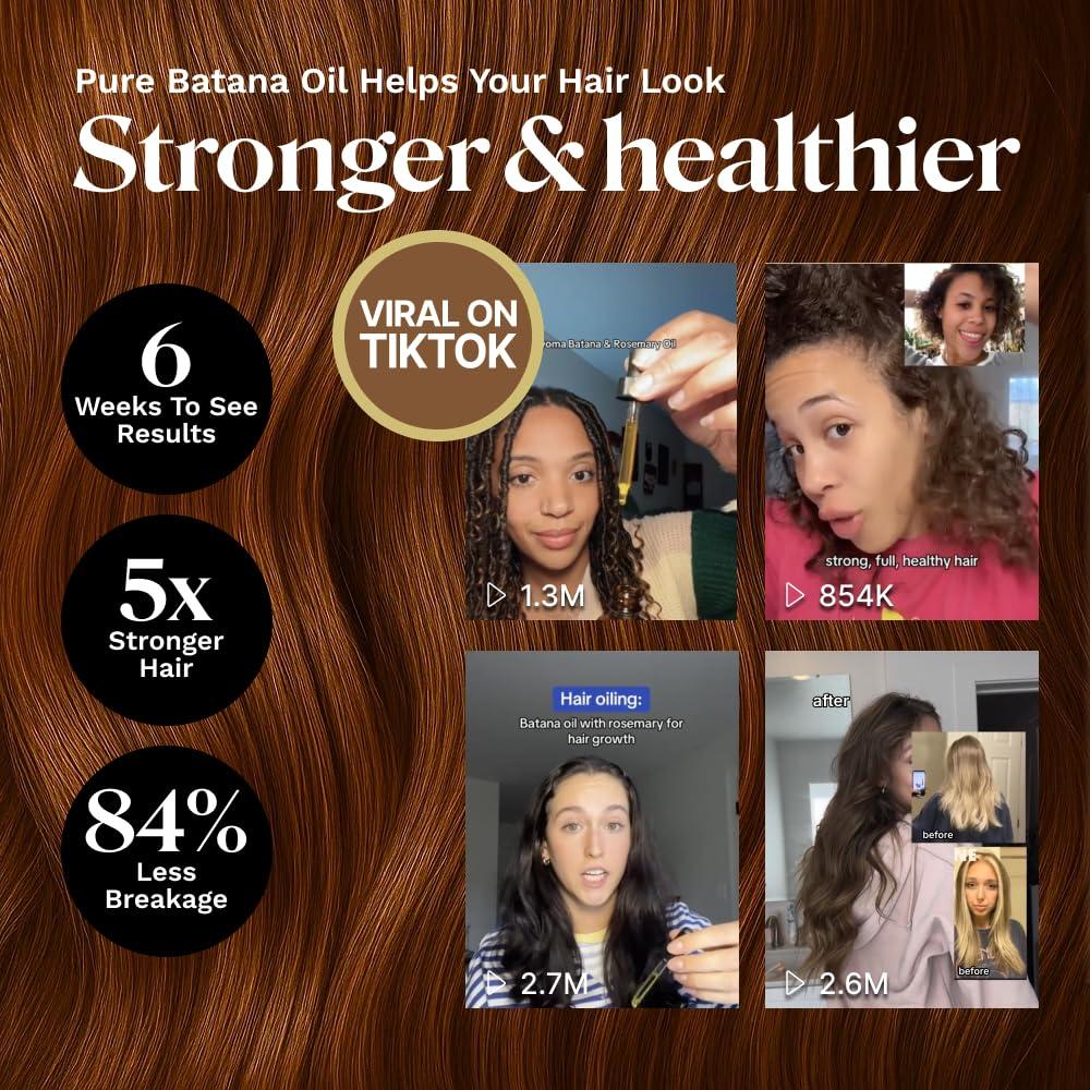 Keyoma Keyoma - Batana Oil with Rosemary for Hair Growth - Nourish Scalp & Detox for Strong & Healthy Hair, 100% Organic Batana Oil from Honduras with Rosemary - Reduce Hair Loss & Detox Your Scalp (60 mL)