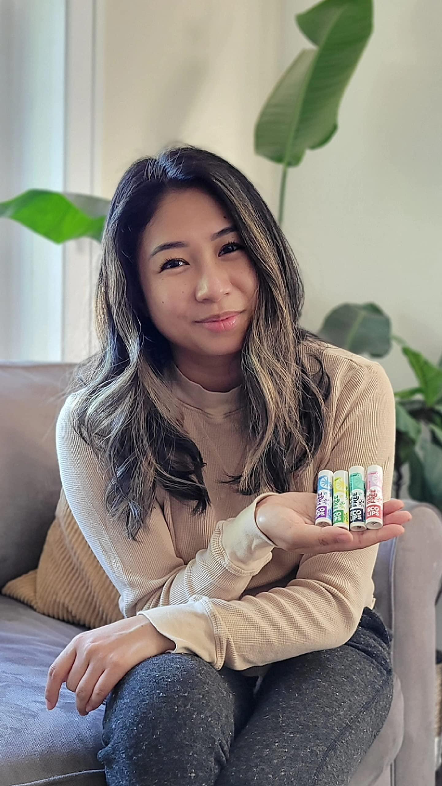 Eco Lips Eco Lips Bee Free Variety Pack Vegan Lip Balm | Candelilla Wax, Cocoa Butter & Coconut Oil Lip Care. Soothe & Moisturize Dry, Chapped Lips - 100% Plastic-Free Plant Pod Packaging - Made in USA