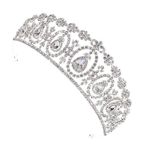 Beaupretty 1PC Baroque Bridal Crown Rhinestone Crystal Crown Tiara Birthday Crown Pageant Hair Accessories Wedding Hair Accessories for Women (Silver Rhinestone)