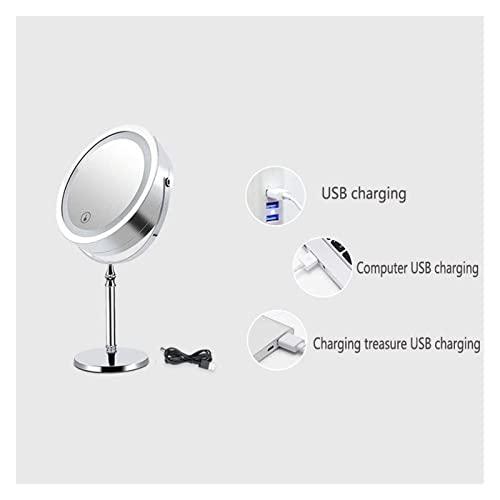 Eliveshown Eliveshown Countertop Vanity Mirrors LED Lighted Makeup Vanity Mirror with A Non-Slip Pedestal 7 Inches Double-Sided 10X Magnifying