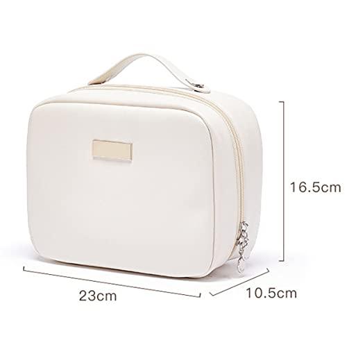 cirea cirea Square Box Cosmetic Bag With Large Capacity, Double Layer Cosmetic Storage Bag, Portable And Waterproof Travel Storage Bag (White)
