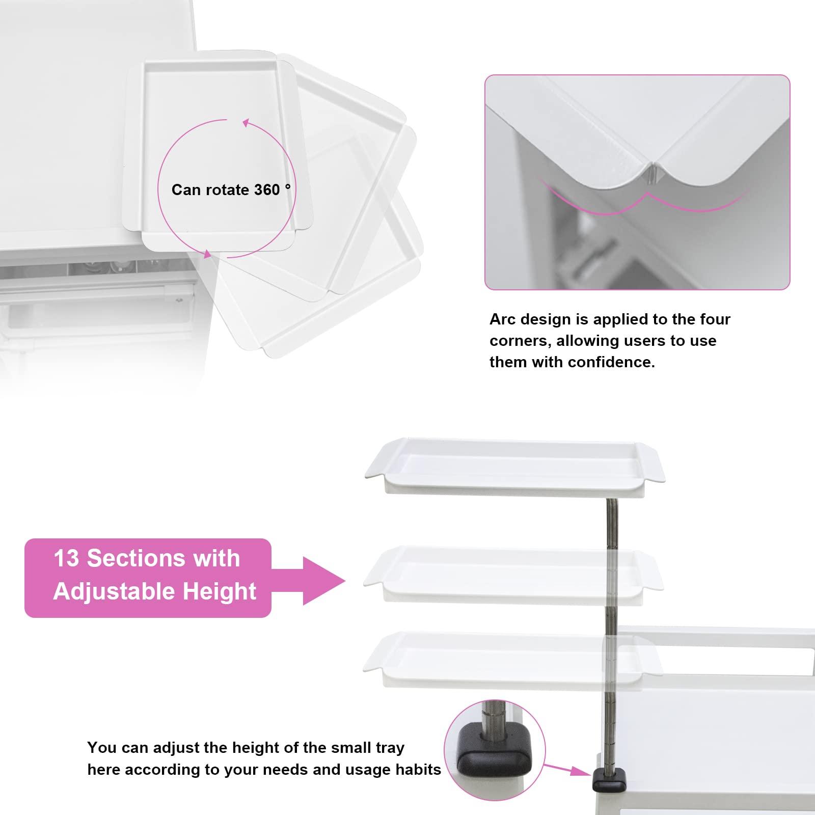 Elitzia Lash Cart Beauty Eyelashes Cart Organizer Esthetician Utility Trolley Salon Spa Rolling Trolley with Wheels Metal Storage Tray Fully Assembled 4 Drawers White Elitzia ETST19