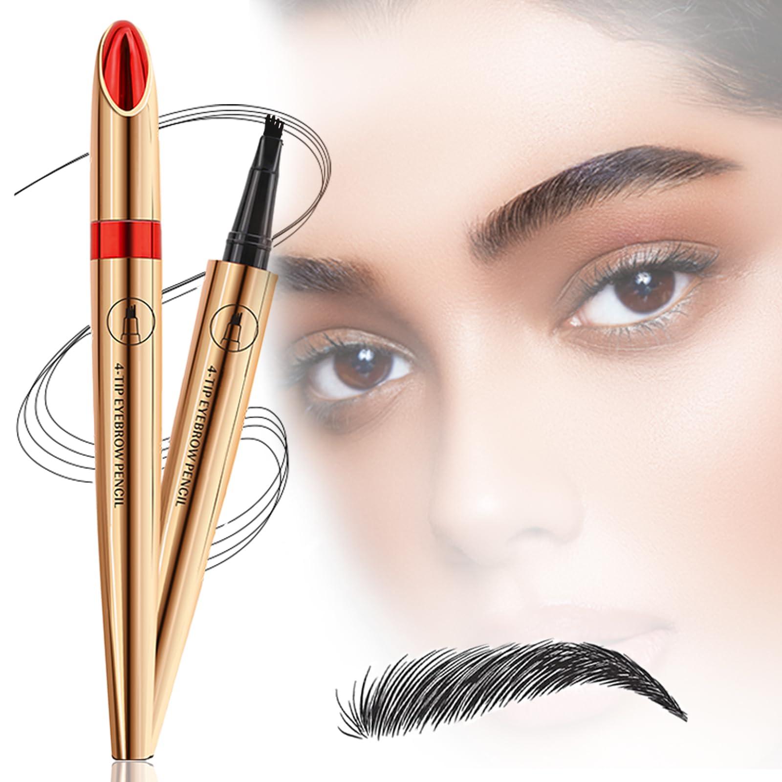 Lalasani Eyebrow Pencil with 4 Micro-Fork Tip Precision Application Waterproof Smudge-Proof 24H Long-Lasting & Easy Glam Look Eyebrow Pen - 4# Black