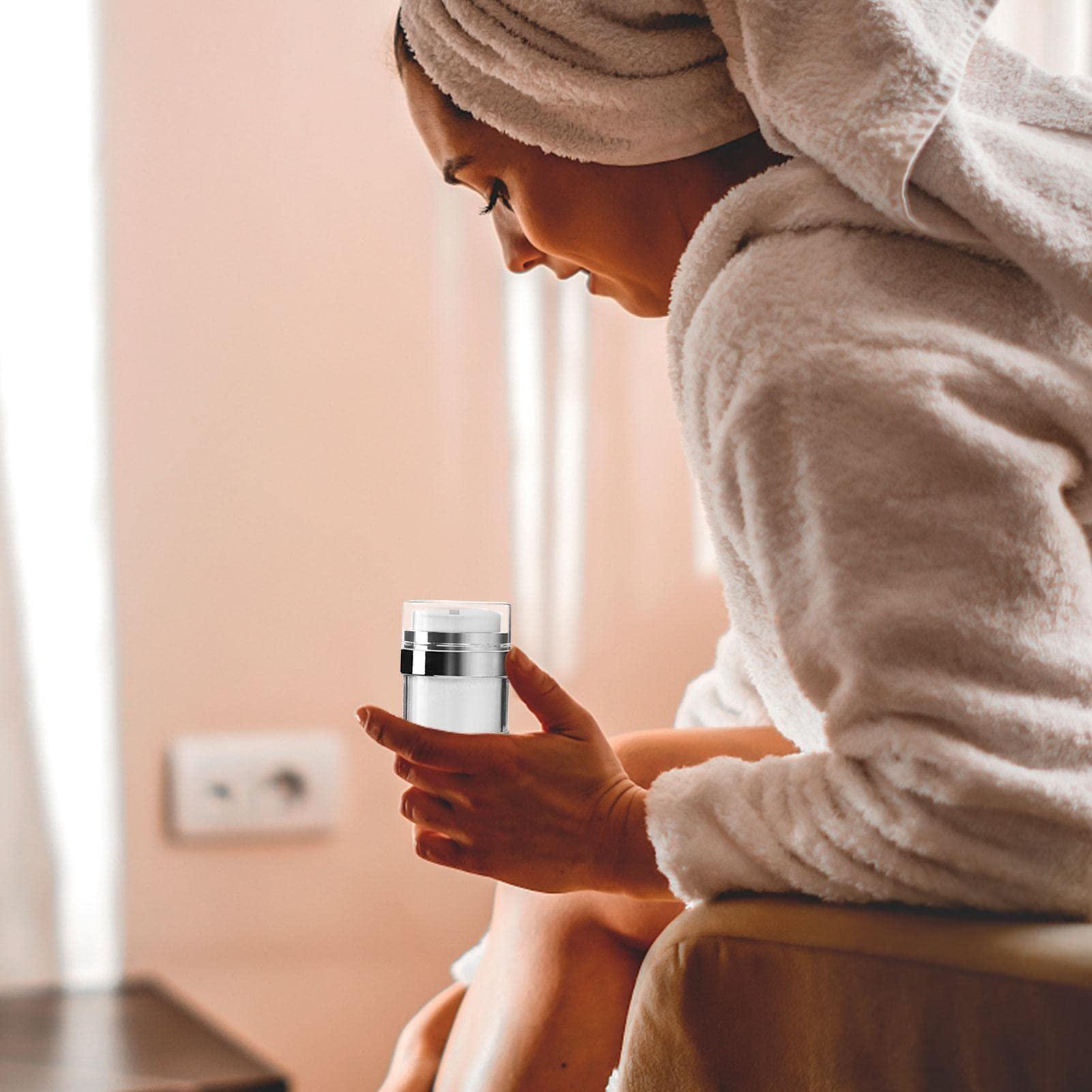 Littryee Airless Pump Jars Containers Bottles, Empty Crylic Cream Jar Cosmetic Container, Makeup Lotion Cosmetic Dispenser, Refillable Container for Creams, Gels and Lotions, Leakproof Travel Container