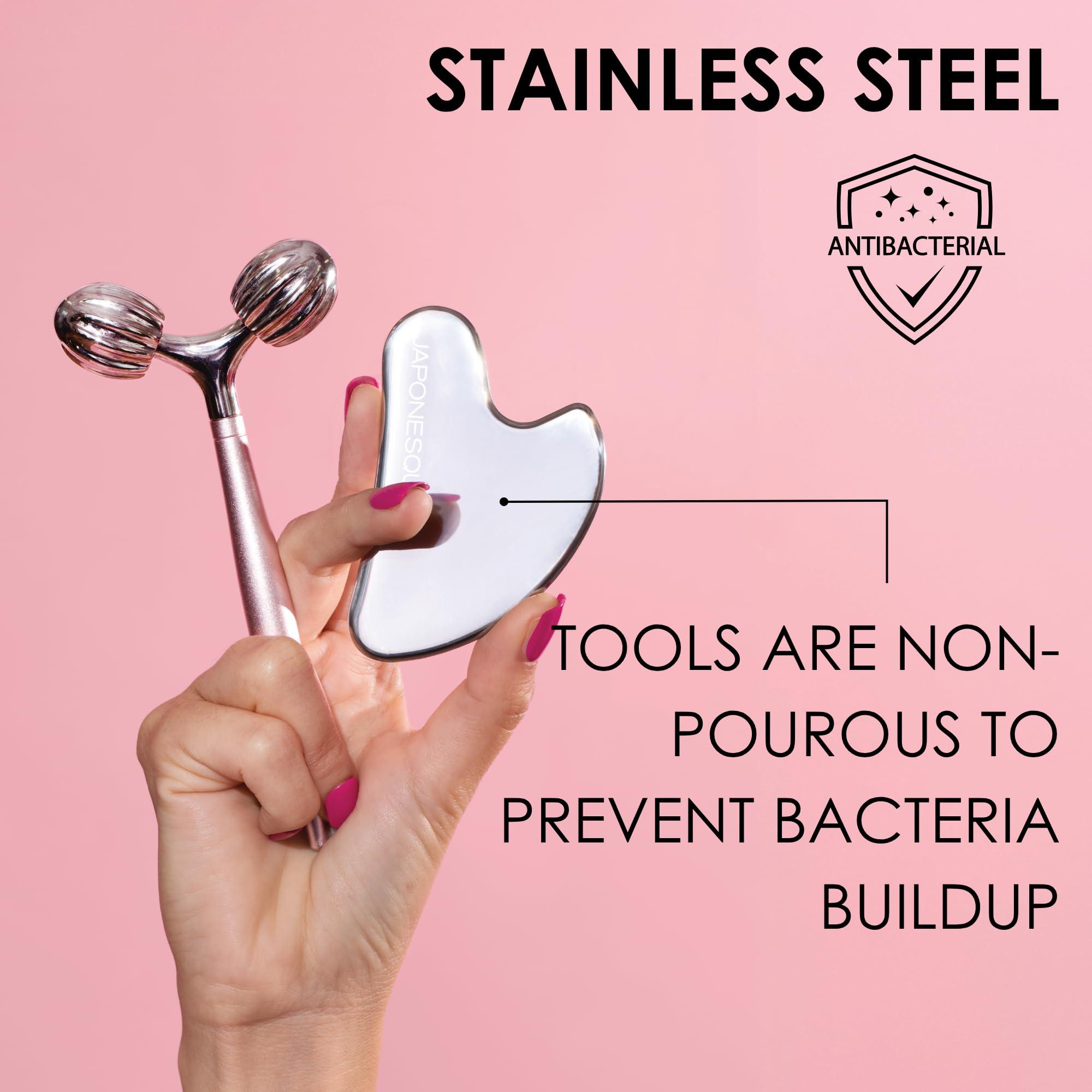 JAPONESQUE JAPONESQUE SKINTherapy Contouring Facial Tool V Roller for Lymphatic Drainage, Facial Massage, Relieves Tension and Improves Absorption of Skin Care Products