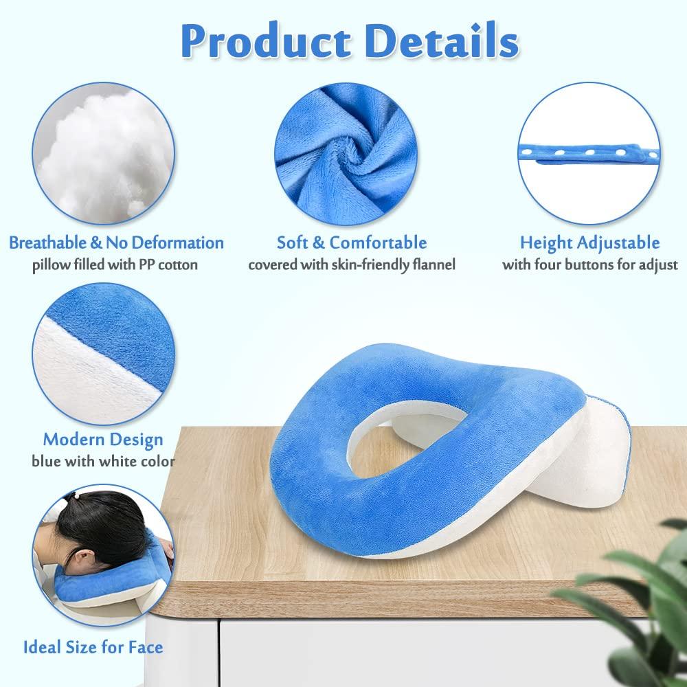 AOSSA Face Down Pillow After Eye Surgery Prone Vitrectomy Retina Recovery Equipment Donut Face Pillow Massage Head Cradle Facedown Desk Pillow for Napping Piercing Cushion