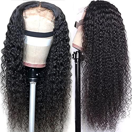 SUPERNOVA SUPERNOVA Curly Lace Front Wigs Human Hair 4x4 Lace Closure Wigs Human Hair For Black Women 8A Brzilian Virgin Kinky Curly Wig 150% Density Pre Plucked Hair Wig (20 inches)