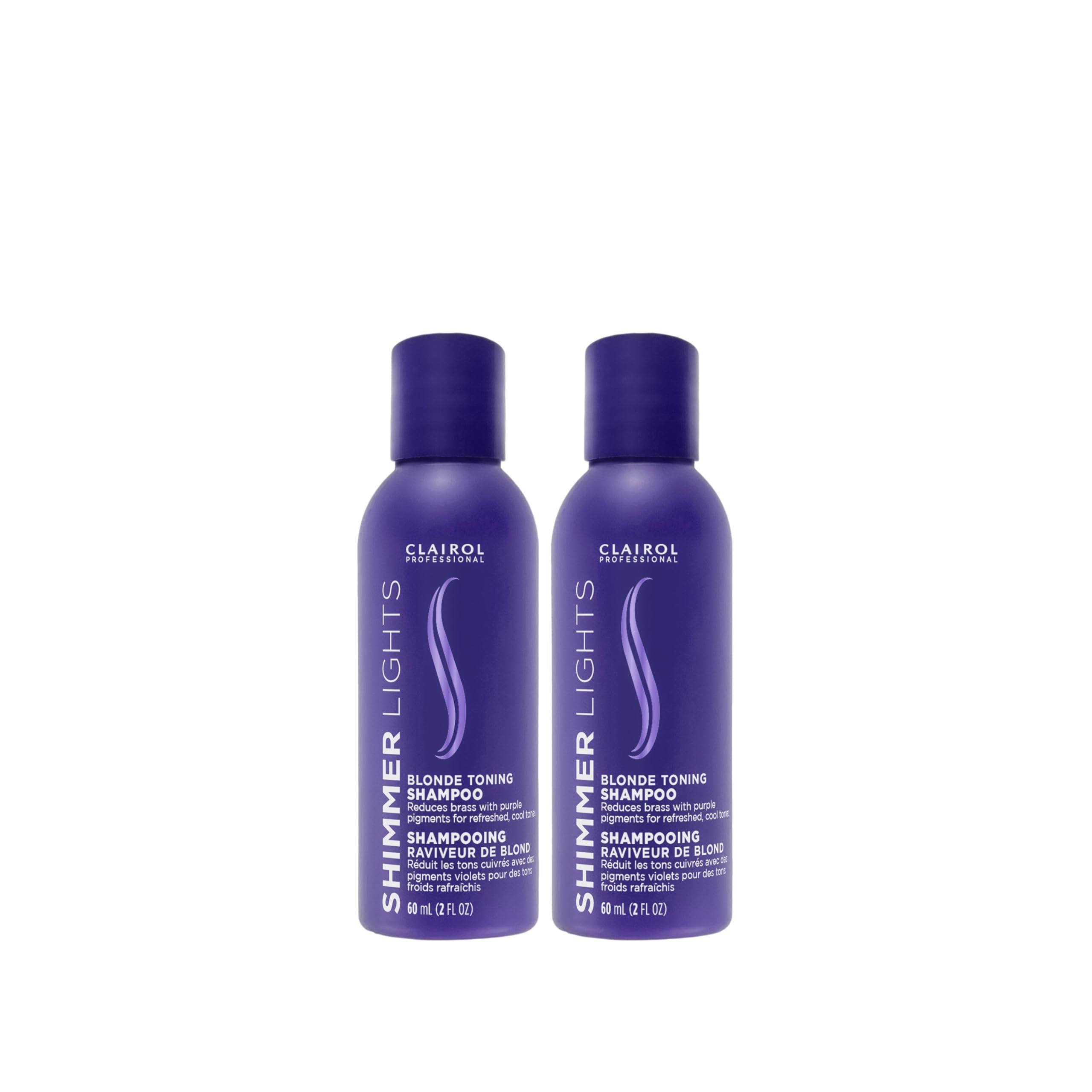 Clairol Professional Clairol Professional Shimmer Lights Purple Shampoo, 2 fl. Oz | Neutralizes Brass & Yellow Tones | For Blonde, Silver, Gray & Highlighted Hair (Pack of 2)
