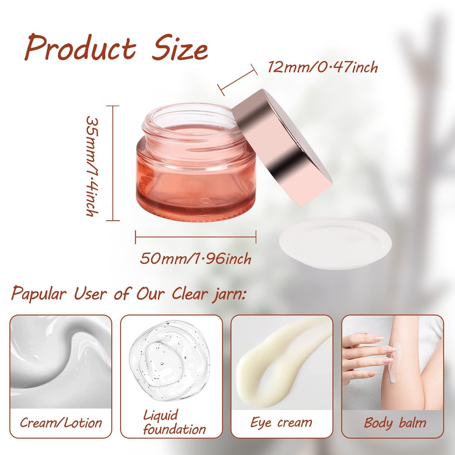 Cositina Cositina 12 Pack 1oz Pink Glass Jars,Empty Round Storage Travel Containers with Rose-Golden Lids & Inner Liners,Refillable Cosmetic Vials for Moisturizer,Creams,Salve, Lotion