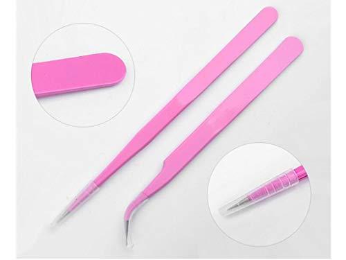 Aoshang Aoshang 2PCS Stainless Steel Straight and Curved Tip Tweezers Nippers for Eyelash Extensions and Nail Art Sticker Rhinestone Eyelash Picker Acrylic Gel Nail DIY Art