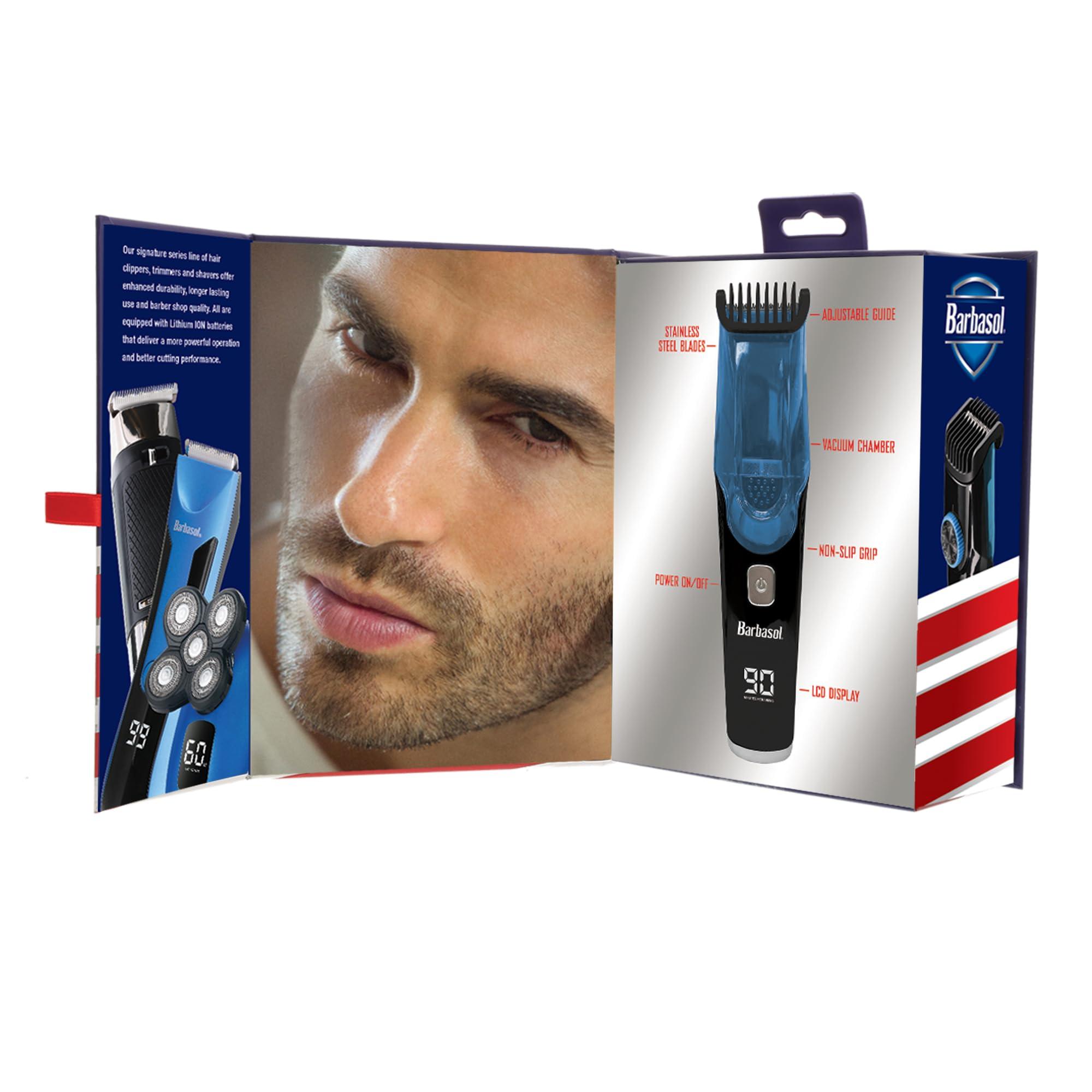 Barbasol Barbasol Vacuum Beard Trimmer for Men, Self-Vacuuming Hair, Beard, Sideburns & Mustache Trimmer with 20 Length Settings, Rechargeable, LED Screen, 90 Minute Run Time