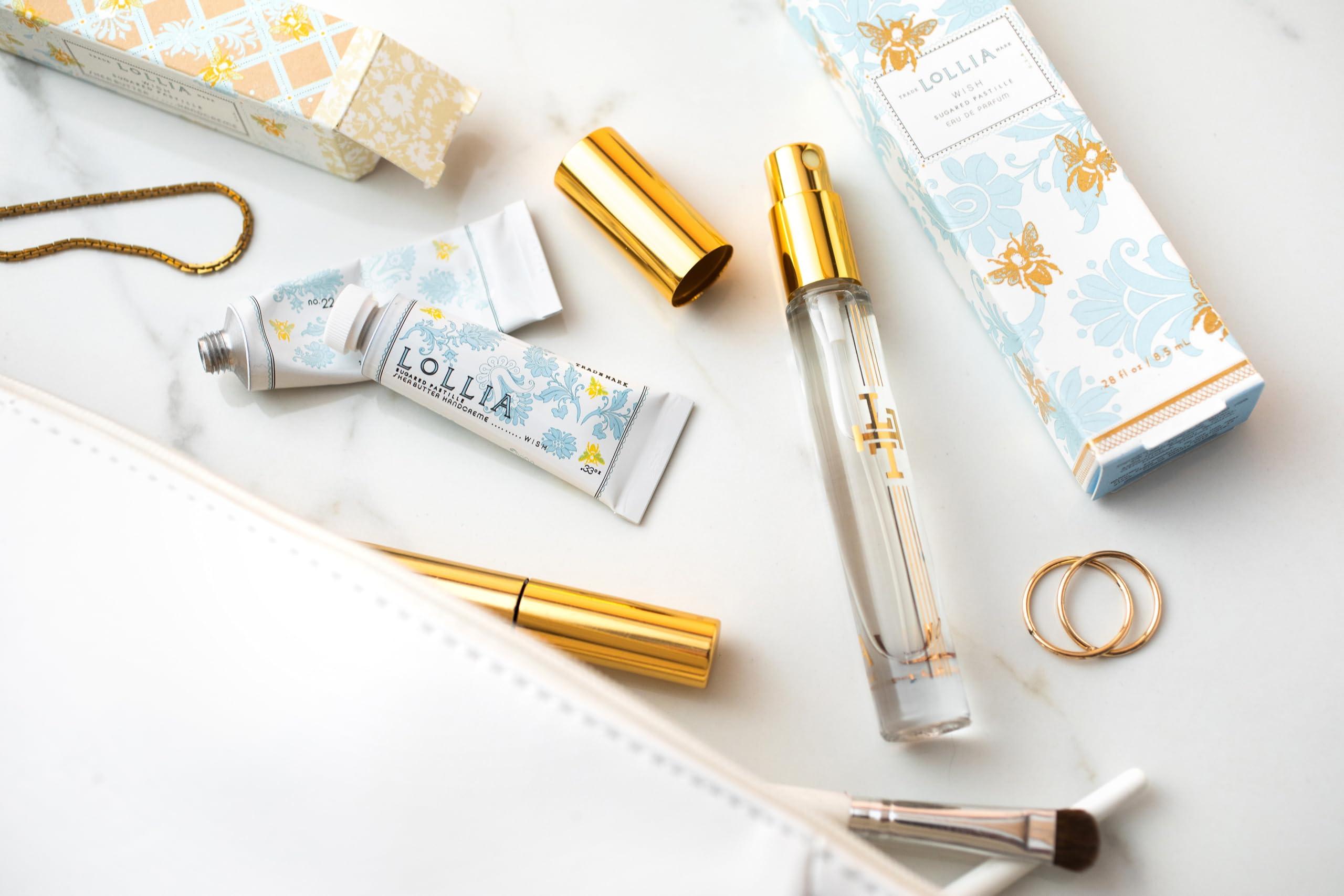 LOLLIA LOLLIA Wish No. 22 Handcreme Bundle, .33 oz. & 4 oz. Sugared Pastille Scented Hand Cream for Women, Moisturizing Hand Lotion for Dry Hands, Shea Butter & Cocoa Butter, Quick Absorbing Lotion