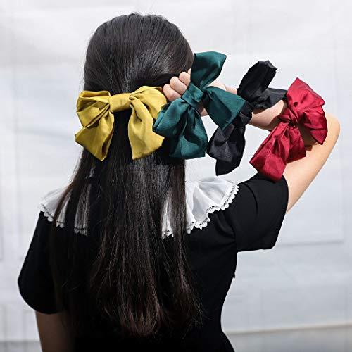 Bomine Bomine Bomine Bow Satin Hair Ties Elastic Hair Rings Hair Scrunchies for Women and Girls 2PCS (Green-red)