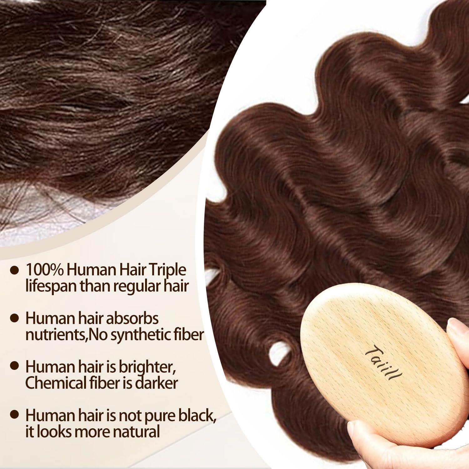 Taiill Brown Wig Human Hair 13x4 Lace Lace Fronts Wig Human Hair 26 Inch Body Wave Chocolate Brown for Women HD Lace Frontal Wigs Human Hair Pre Plucked#4 colored Glueless Wigs 180 Density Thick and Smooth