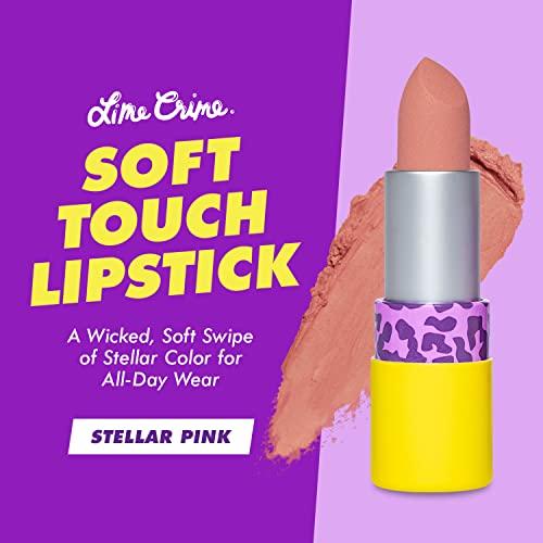 Lime Crime Lime Crime Soft Touch Comfort Matte Lipstick, Stellar Pink (Light Pinky Nude) - Flirty Retro Shades - Full-Coverage Long Lasting, Lip Lining & Soft Formula for All-Day Wear - Talc-Free & Paraben-Free