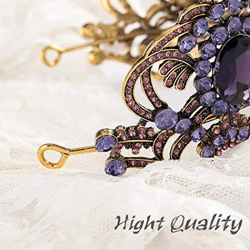 Fairyu Fairyu Baroque Queen Crown and Tiara Sparkly Purple Rhinestone Wedding Crowns Crystal Bride Full Tiaras Headband Party Prom Hair Accessories for Women