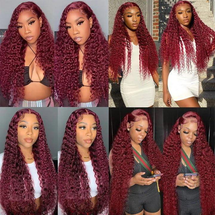SUHKRPT 18 20 22 Inch 99J Bundles Burgundy Curly Wave Human Hair Bundles Brazilain 99J Red Bundles Virgin Hair Wine Red Kinky Curly Bundles Human Hair Extensions