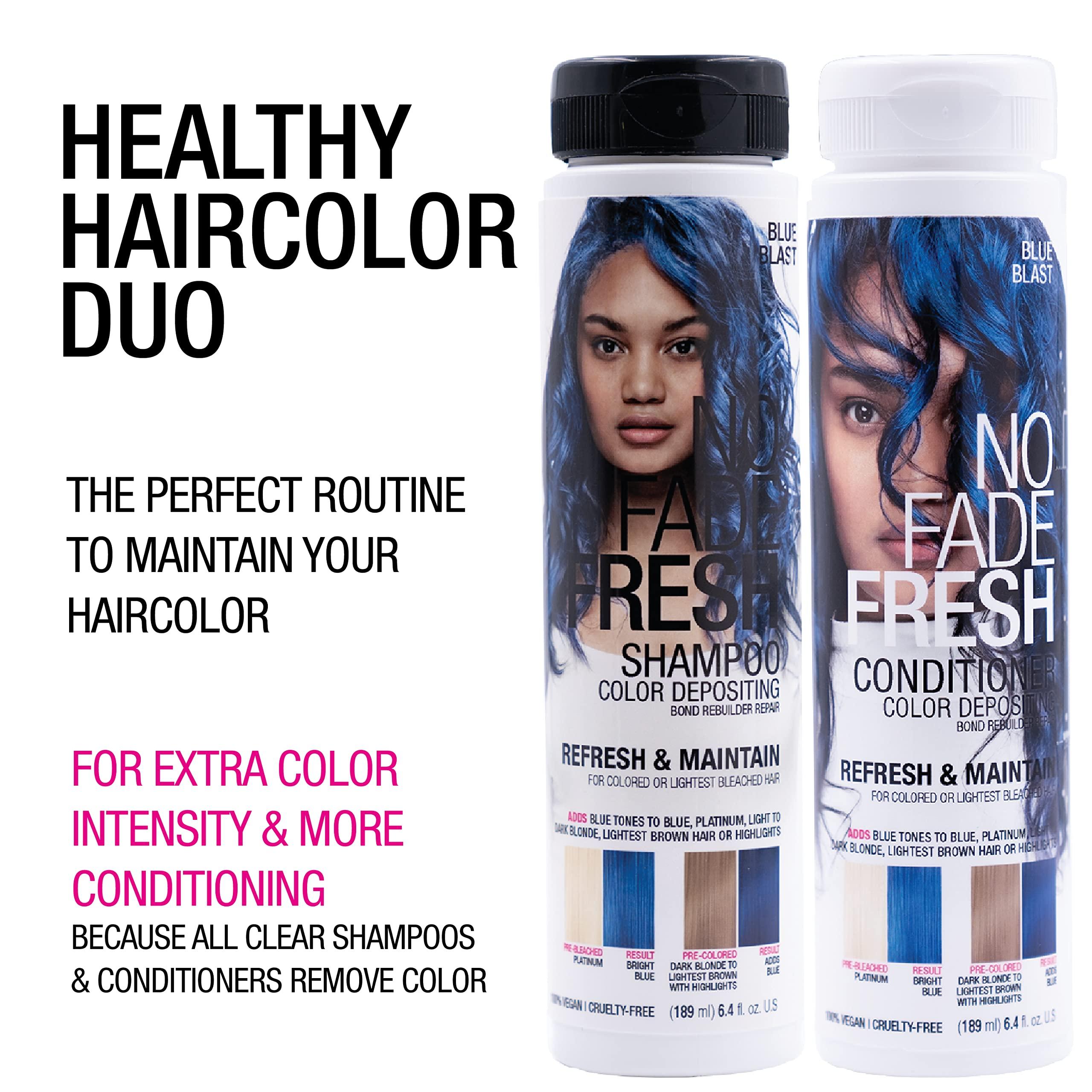 NO FADE FRESH NO FADE FRESH Bond Rebuilding Semi-Permanent Direct Dye High Color Depositing Shampoo and Conditioner Set - Enhances and Maintains Brown Color in Hair - Plant-Based, Prevents Fading - 8 Count