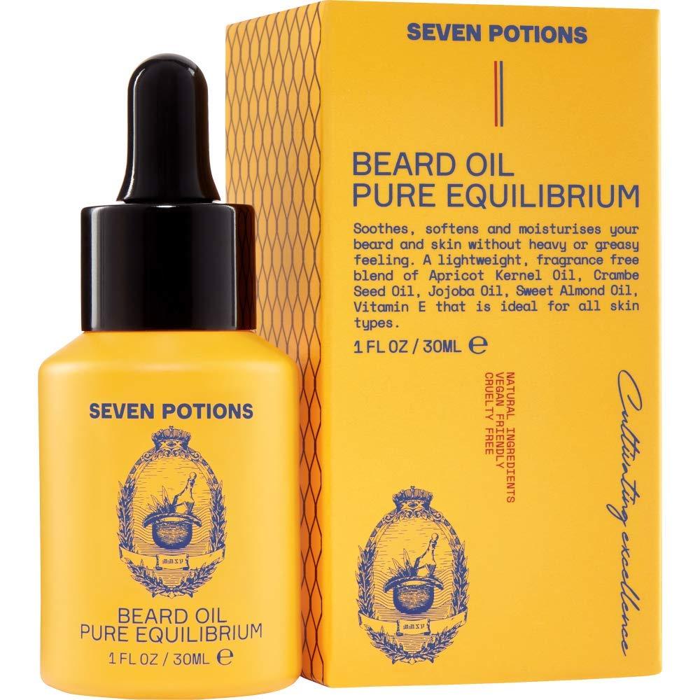 SEVEN POTIONS SEVEN POTIONS Beard Oil 1 fl oz Fragrance Free Beard Softener. Stops Beard Itch. Natural Beard Conditioning Oil. Contains Jojoba Oil (Pure Equilibrium)
