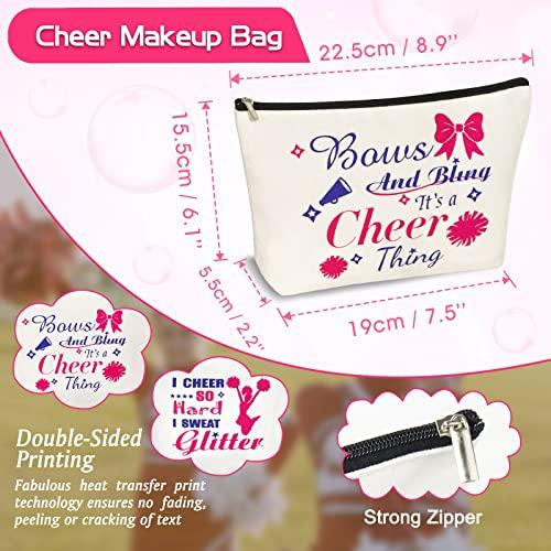BEDSIFV BEDSIFV Cheerleader Gifts, 24pcs Cheerleading Gifts for Girls 4 Cheer Makeup Bags 16 Hair Ties 4 Wish Bracelets Personalized Cheer Stuff for Cheerleaders Cheer Sister Cheer Mom
