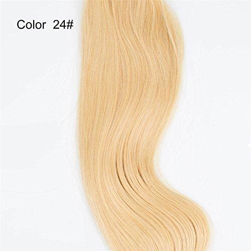 RemeeHi Remeehi 3/4 Half Wig 100% Indian Remy Human Hair Silky Straight Hair Weft Cap to Choose 22" 220g #24 Natural Blonde