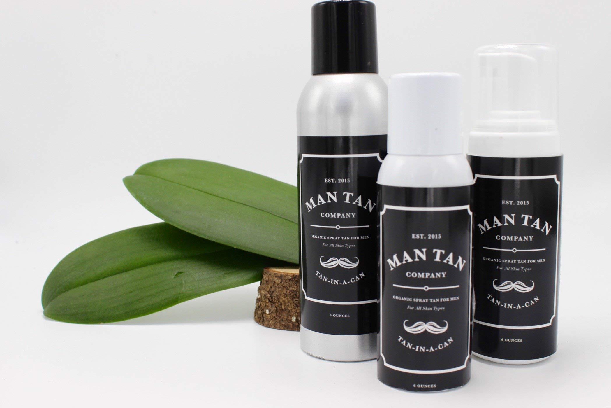 Man Tan Company Self Tanner For Men's Grooming - Sunless Tanning Mousse With Organic and Natural Ingredients - Dark Medium Light Bronze Color - Voted Best New Men's Grooming Product