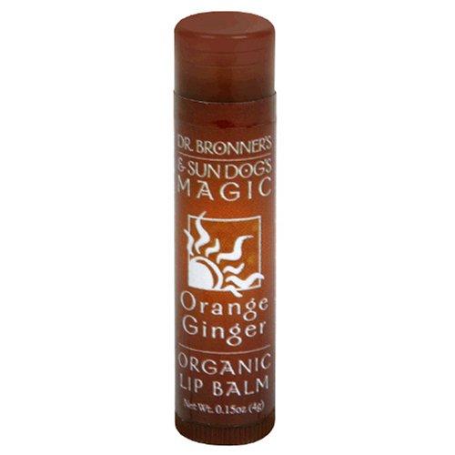 Dr. Bronner's Dr. Bronner's & Sun Dog's Magic Organic Lip Balm, Orange Ginger, 0.15-Ounce Stick