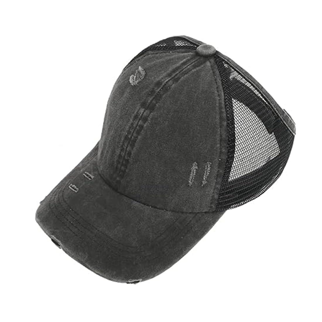 AICILY AICILY 2 Pack Backless Cap for Women Natural Curly Hair Hat Baseball Cap Afro Puff Ponytail Hat (S-blackwhite)