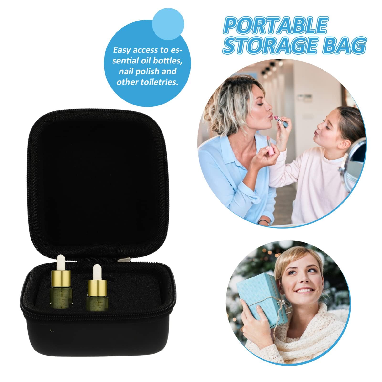 DOITOOL DOITOOL 6 Pcs Essential Oil Storage Box Peppermint Polish Essential Oil Bottle Holders Essential Oil Holder Essential Oil Storage Organizer Practical Essential Oil Bottle Bags Air Black Pu