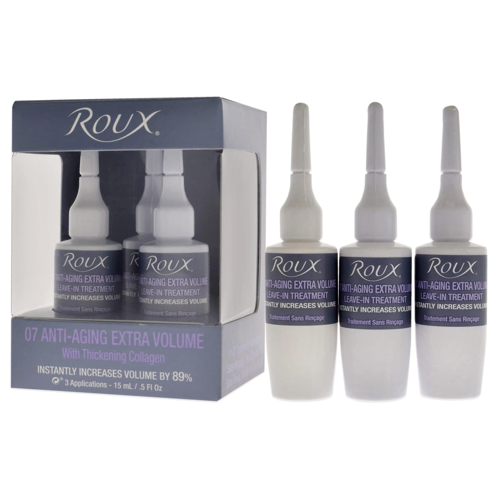 Roux Roux Collagen Leave in Treatment, Anti Aging Ampolletas 07 Anti-Aging Extra Volume Formula, 3 Count, 5 Fl Oz Each