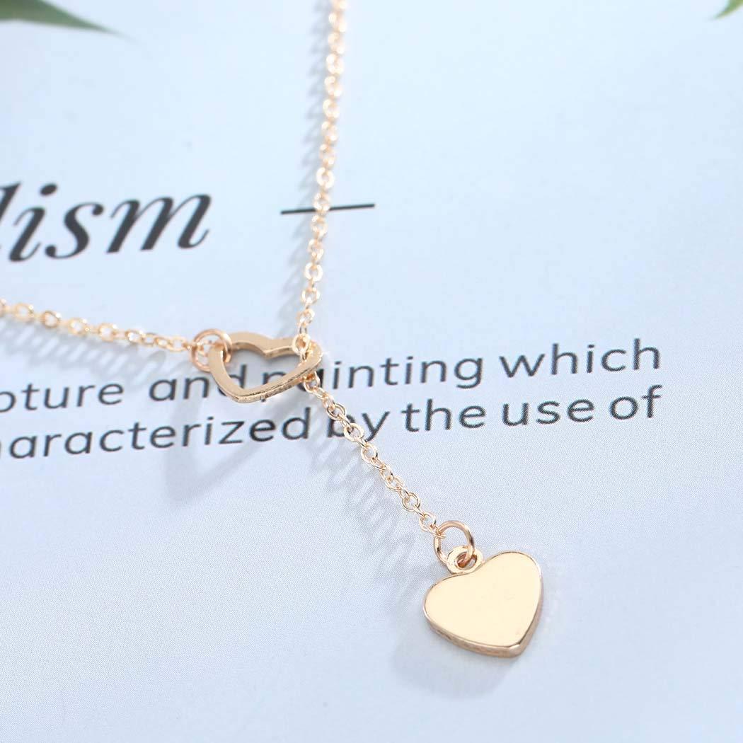 Edary Edary Boho Heart Pendant Necklace Gold Y-necklace Fashion Jewelry for Women (Gold)