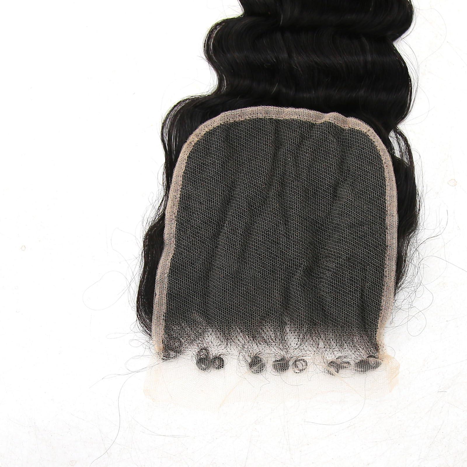 zigzag hair ZigZag Hair Loose Wave 5x5 HD Lace Closure Pre Plucked 4C Kinky Edges Hairline Curly Baby Hair Brazilian Virgin Human Hair Loose Deep Wave Swiss HD Lace Closure Free Part (18 Inch, Loose Wave)