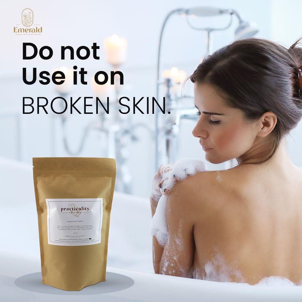 practicality Practicality Magnesium Flakes for Bath |100% Natural USA-Sourced and Manufactured Magnesium Chloride Flakes - Great for Foot & Body Relaxation, Better Absorption Over Epsom Salt | 32 FL OZ | 1 Pc