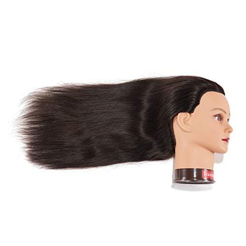 training head 24"-26" 100% Human Hair Mannequin Head Training Head Cosmetology Manikin Head Doll Head with Free Clamp (black)
