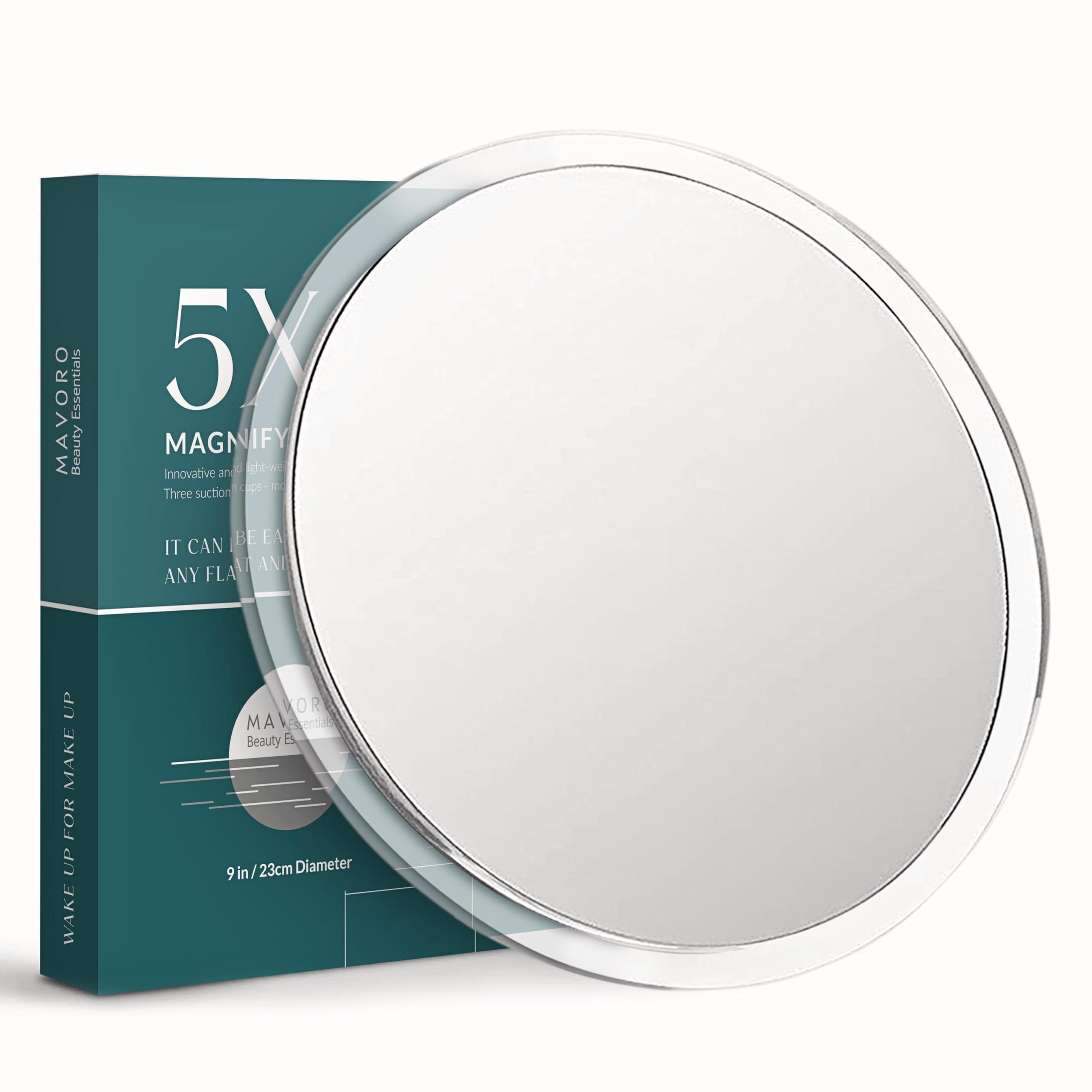 Mavoro Magnifying Mirror with 3 Suction Cups 9 Inch (5X Magnification)