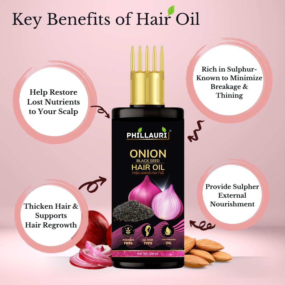 Phillauri Phillauri Black Seed Onion Hair Oil - WITH COMB APPLICATOR for Hair 100 ML