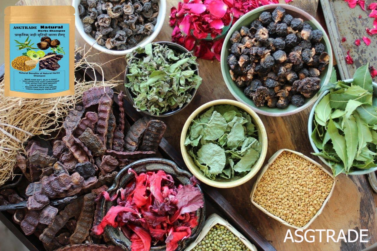 ASGTRADE ASGTRADE Natural Hair Shampoo With Herbal Amla Reetha Shikakai And Methi Dana Powder For Men & Women, Totally Organic | Hair Growth | Reduce Hair Fall & Dandruff