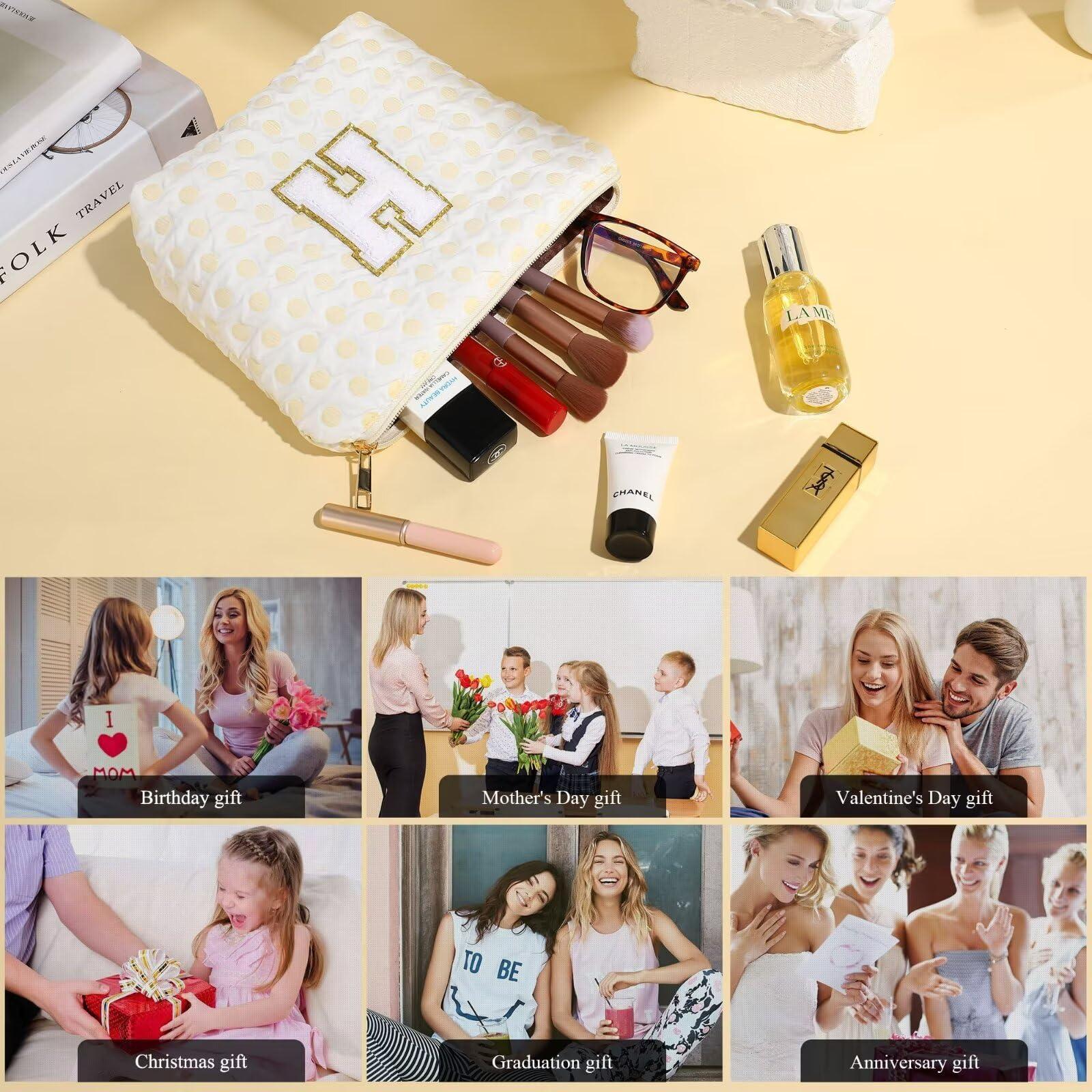 YOOLIFE YOOLIFE Teen Girl Gifts - Personalized Gifts for Teen Girls Kids, Teenage Girl Gifts, 8 10 11 12 13 16 Year Old Girl Birthday Gifts Idea, Preppy Makeup Bag, Pink Cosmetic Travel Bag Initial G