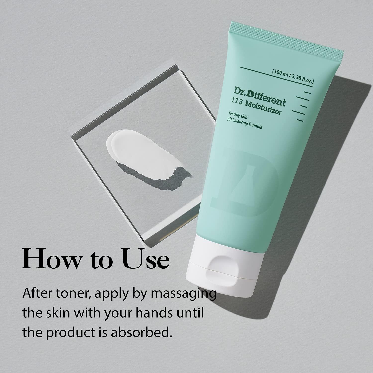 Dr.Different Dr.Different 113 Moisturizer - Sebum Control Face Moisturizer for Oily Skin, Pore Reducing and Trouble Care, Hypoallergenic Moisturizing and Soothing Facial Cream, 3.38 oz.