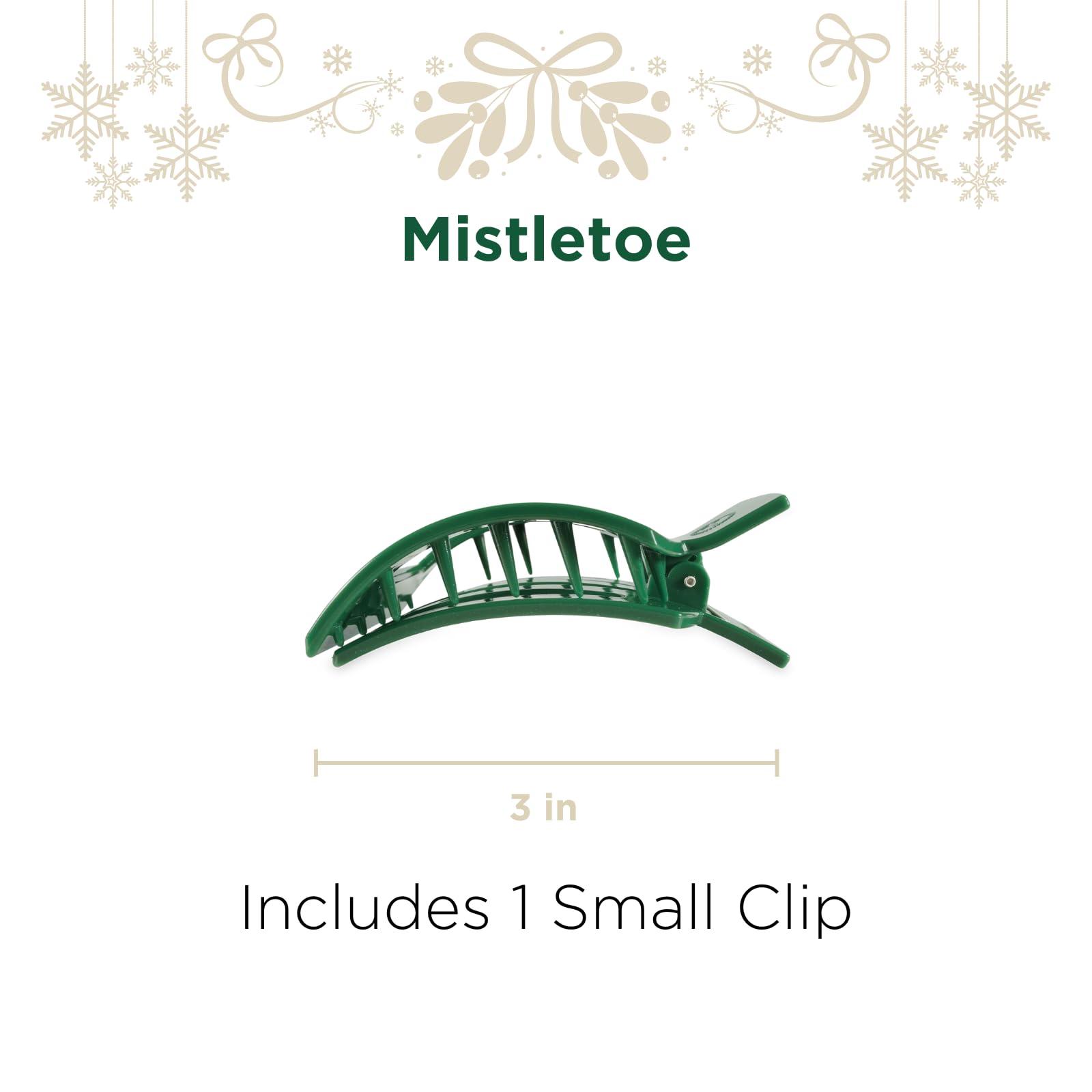 Teleties TELETIES - Small Flat Square Clip - Strong Grip, Bendable Teeth, Comfortable Curved Design - For Lying Down, Yoga, Driving & More - Ideal for Thick Hair -For All Hair Textures - Mistletoe