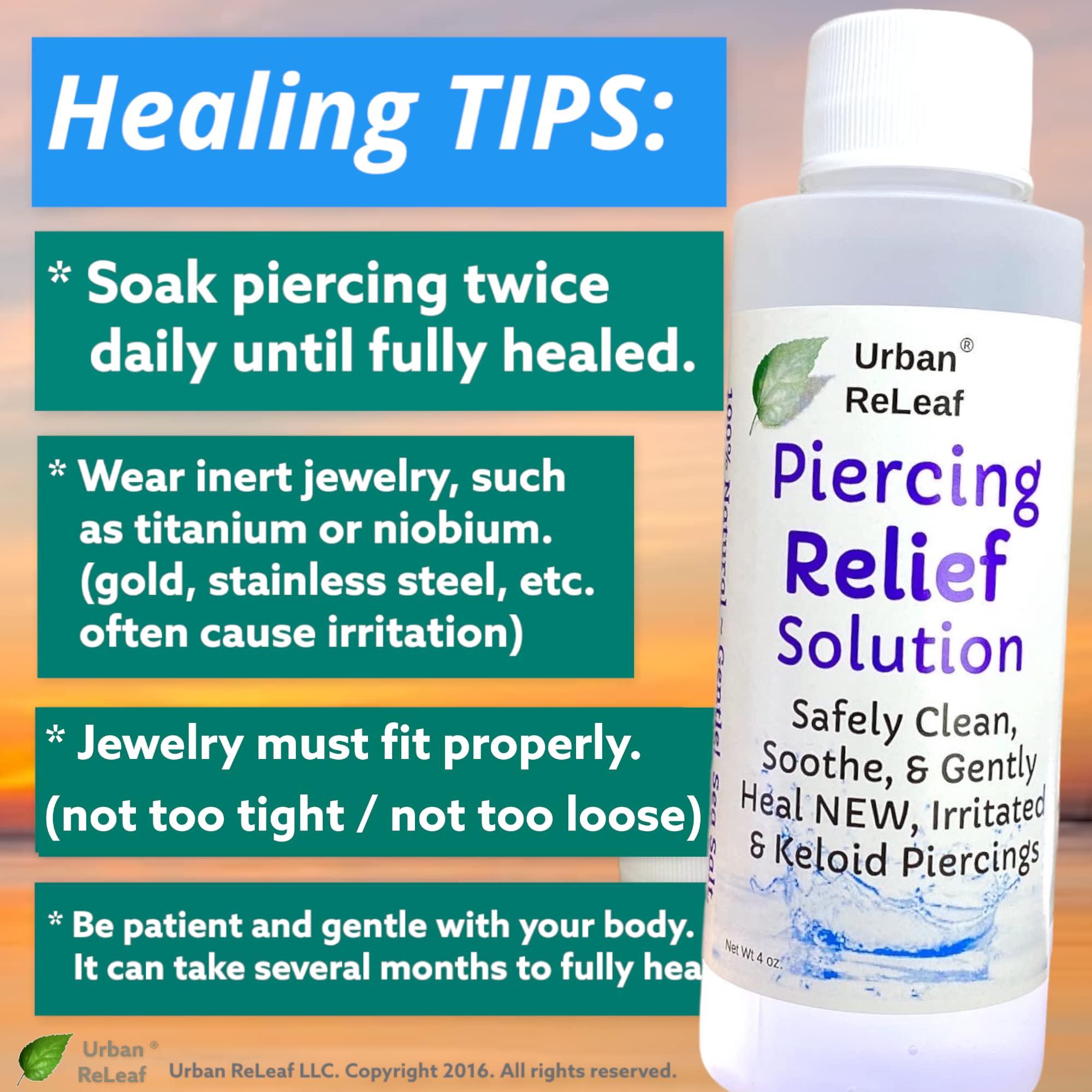 Urban ReLeaf Urban ReLeaf 8 oz. Set Piercing Relief Solution ! Aftercare Sea Salt Help for New Piercings, Bumps, Irritated Piercings. Made in USA. Clean Soothe Calm, 100% Natural