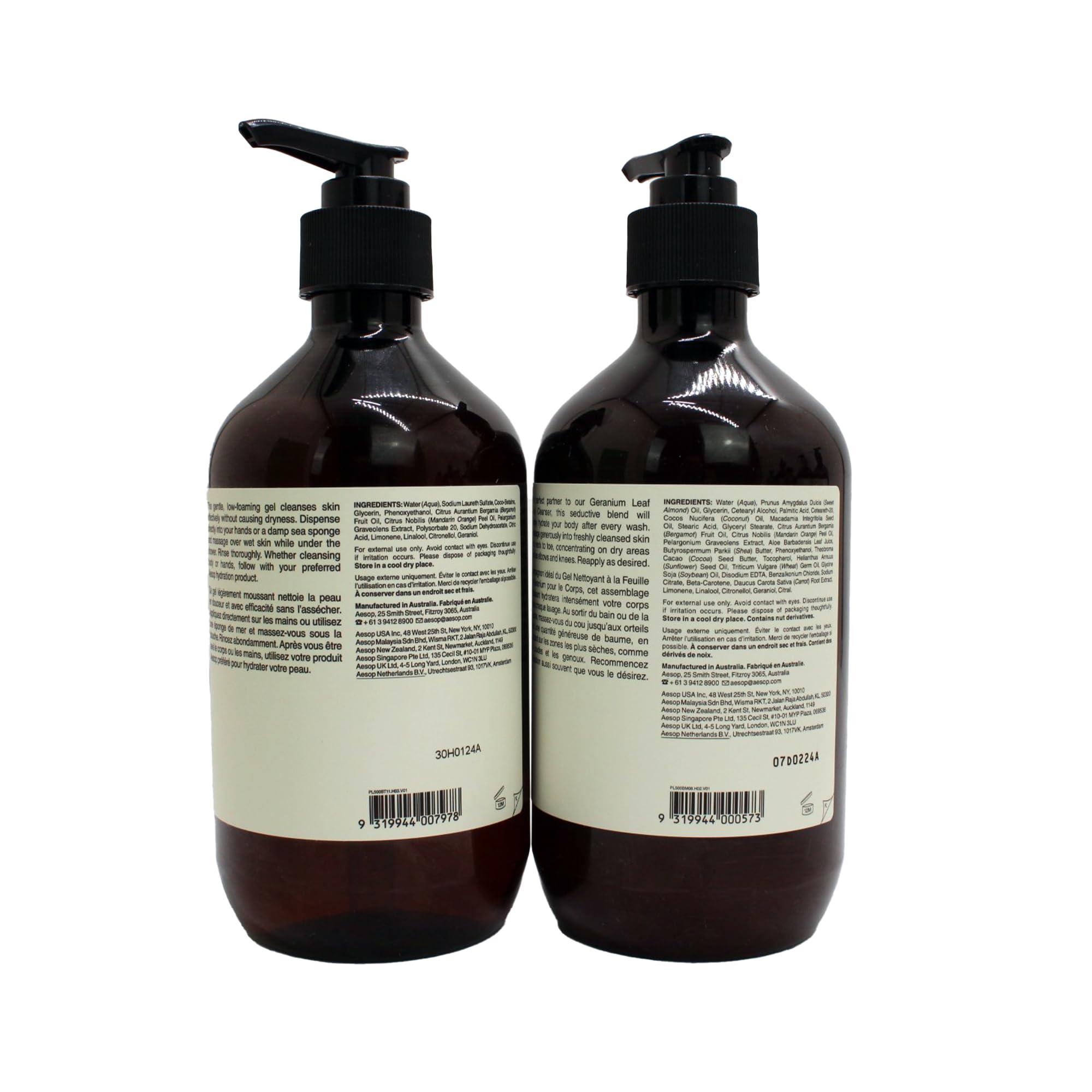 Aesop Aesop Geranium Leaf Duet - Body Cleanser + Body Balm - Aromatic Pairing For Cleansed and Supple Skin - 16.9 oz + 16.5 oz