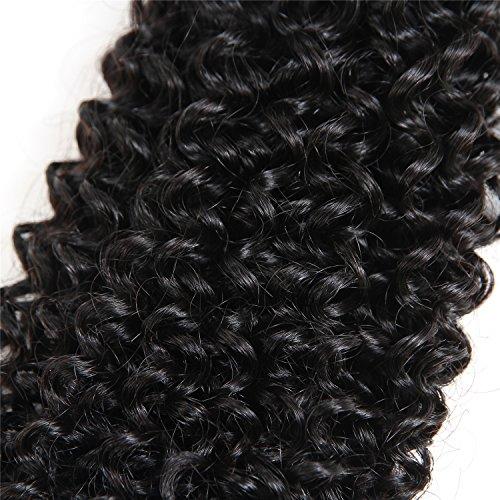 BLY BLY 7A Mongolian Afro Kinky Curly Human Hair 3 Bundles Unprocessed Hair Weave Weft Big Hair for African American Women Natural Color (12/14/16 Inch, Kinky Curly Black)