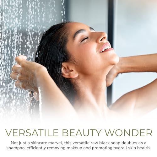 SaaQin SAAQIN - Raw African Black Soap for All Skin Types, Black Soap Ideal for Acne, Wrinkles, Make-Up Removal, Hair & Body, Natural Glycerin Black African Soap, African Black Soap Bar from Ghana, 5 Lbs