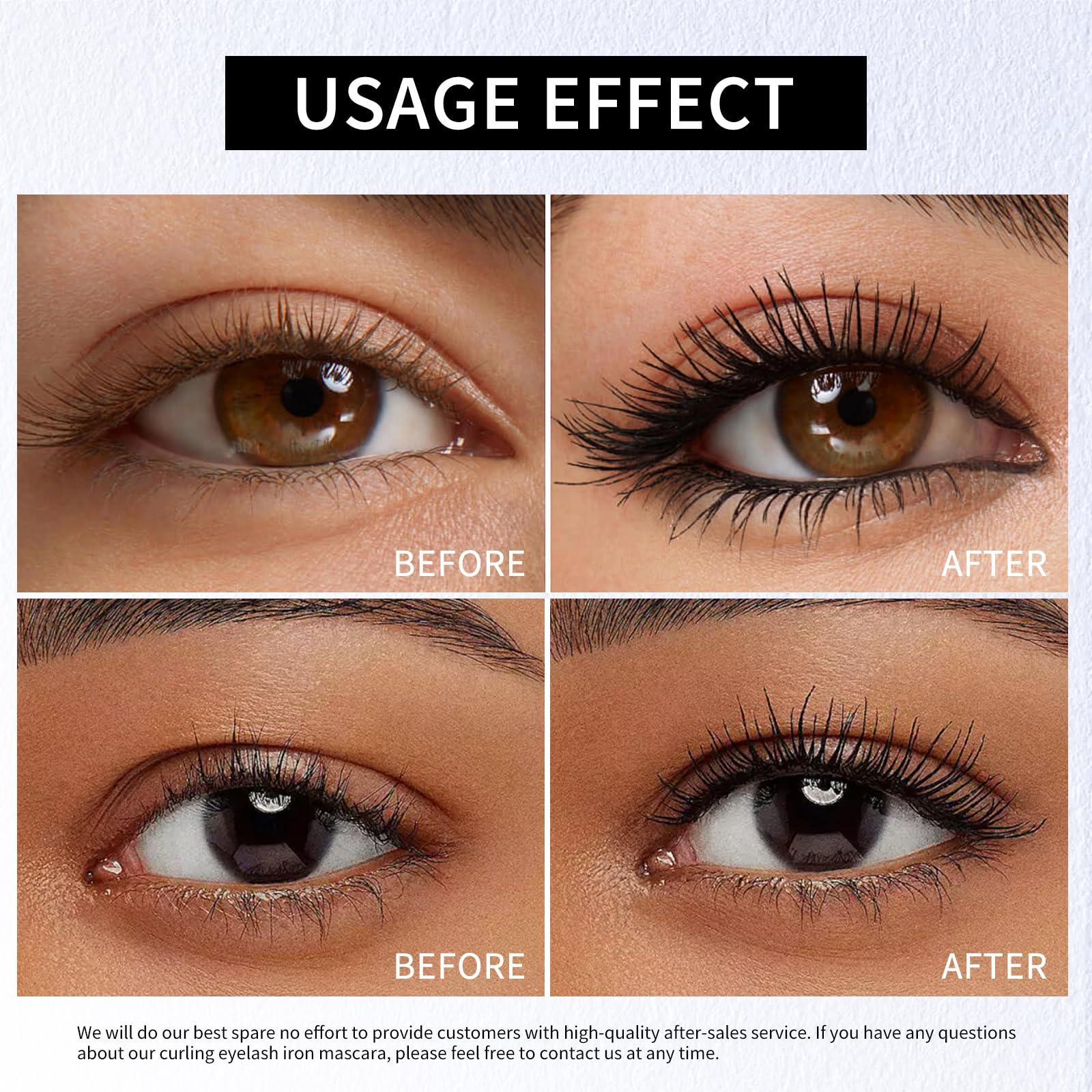 FREEORR FREEORR Washable Iron Wand Mascara Brown, Curling Iron Wand 3D Mascara Non-Clumping, Smudge-Proof Extra Slim Mascara with Metal Rod Wand Curling Eyelash Iron Brush Wand Mascara-Brown