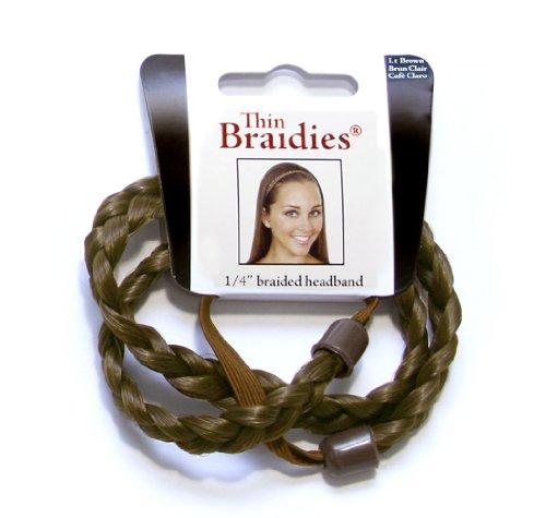 Mia Beauty Mia Thin Braidie Headband Braided Synthetic Hair on Elastic Rubberband, Classic, Pretty Hair Accessory for Women, Teens, Girls - Light Brown