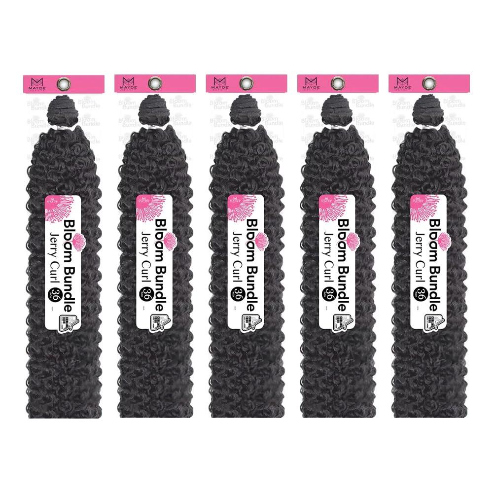 Mayde Beauty Mayde Beauty Bloom Bundle Weave JERRY CURL 36\" (5-Pack, 530 Medium Burgundy)