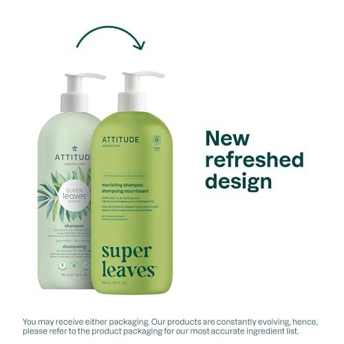 ATTITUDE ATTITUDE Nourishing Hair Shampoo, EWG Verified, For Dry and Damaged Hair, Naturally Derived Ingredients, Vegan and Plant Based, Grapeseed Oil and Olive Leaves, 32 Fl Oz (Pack of 6)