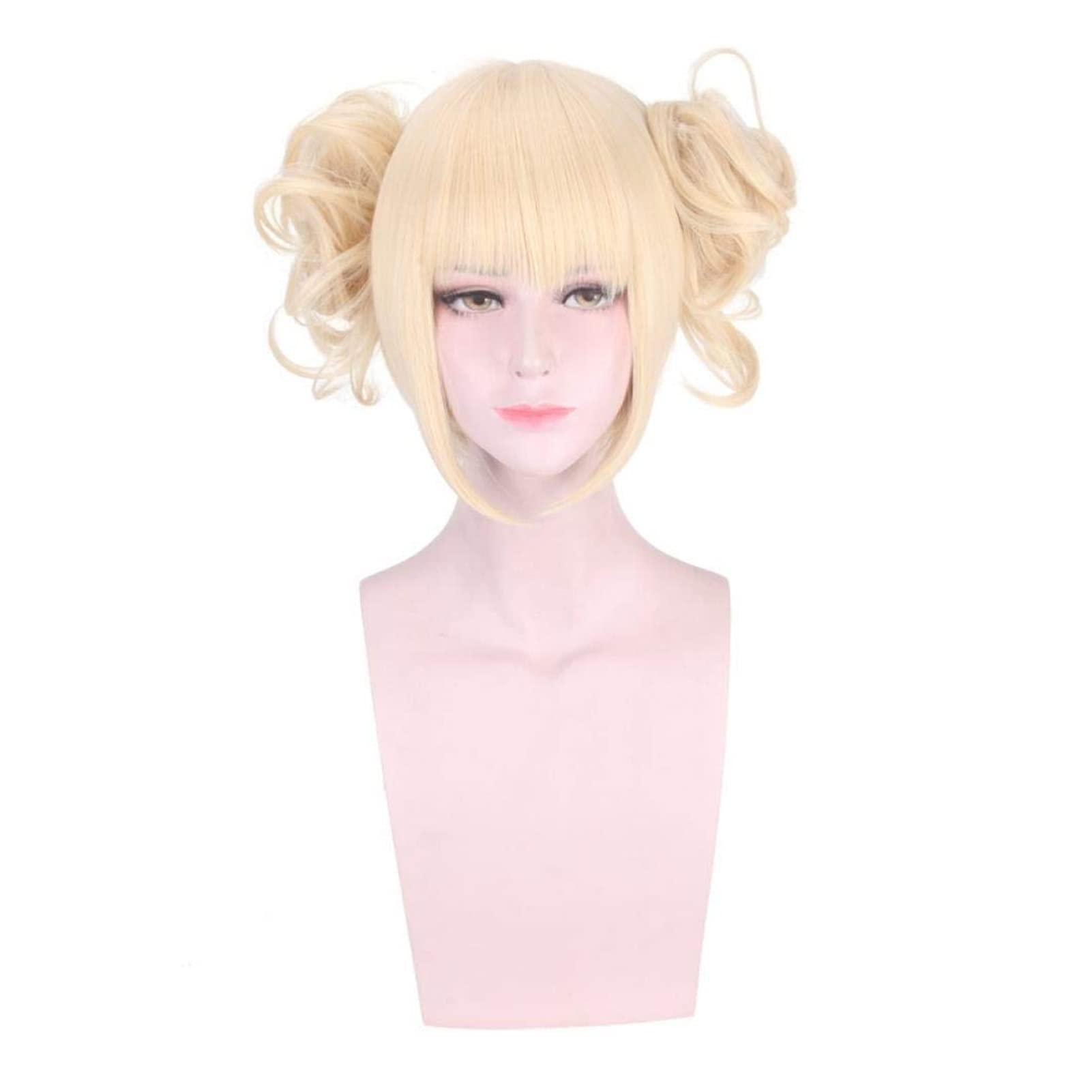 Koswiggle Koswiggle My Hero Academia Wig Cross My Body/Himiko Toga Cosplay Anime Wig Split Tiger Mouth Clip Milk Gold